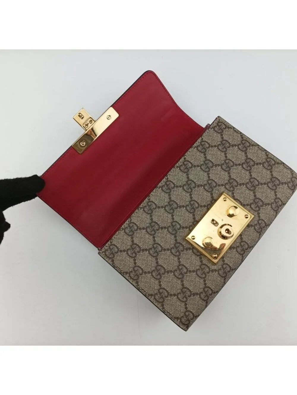 Gucci Padlock Beige Red Pink Leather Shoulder Bag